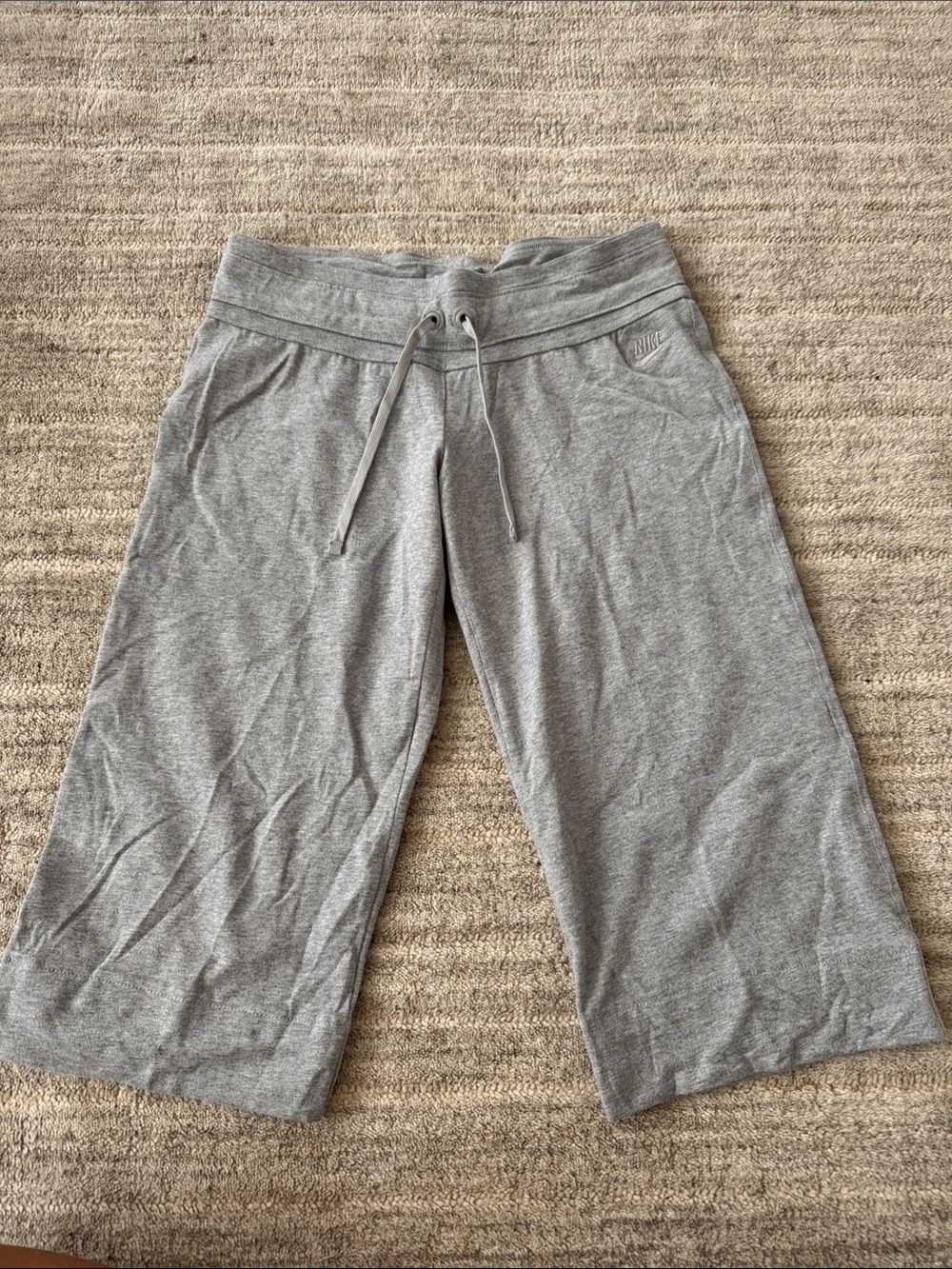 Nike womens Light Gray Wide-Leg Sweatpants with Drawstring